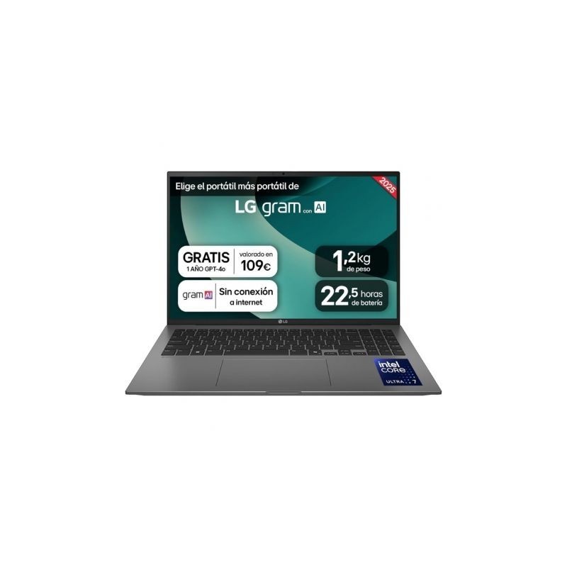 Portátil LG Gram 16" Intel Core Ultra 7-255H, 16GB, 1TB SSD